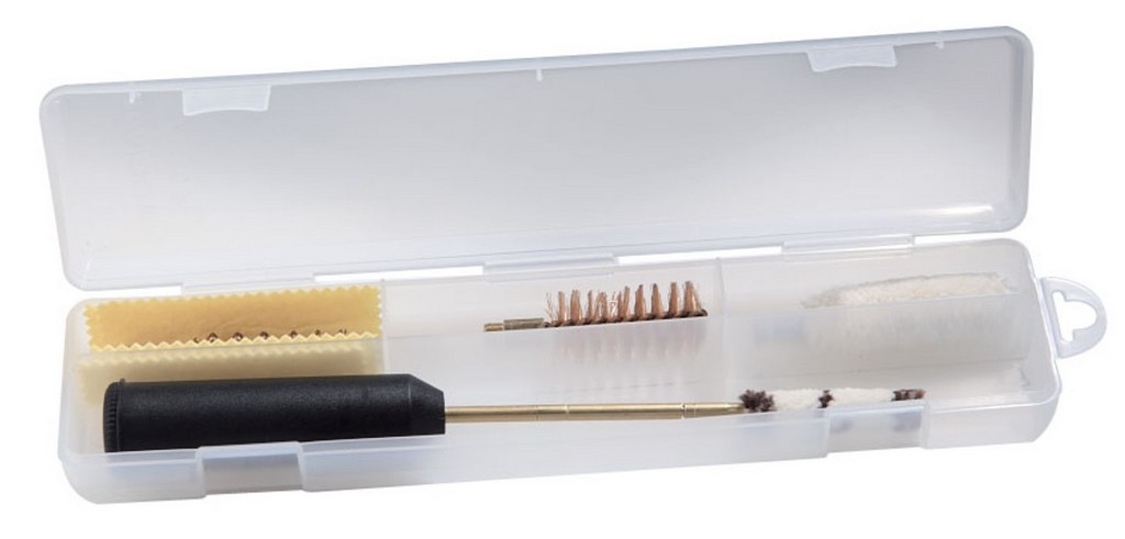 0901229 - 5039 KIT-F  SCATOLINA KIT PULIZIA PER FUCILE CON BACCHETTA IN LEGNO VERNICIATA - NEGRINI