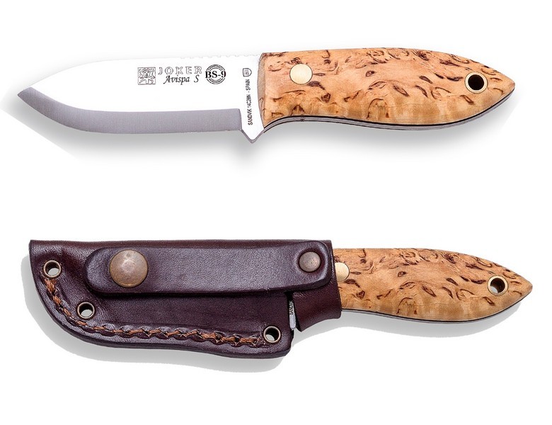 1201005 - COLTELLO BUSHCRAFT JOKER BS 9 WASPA SCANDI MANICO BETULLA RICCIA COLTELLO DA COLLO E CINTURA - JOKER CL121