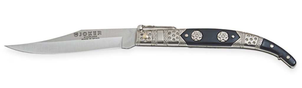 1201123 - COLTELLO CLASSICO CON MANICO DECORATO IN ZAMAK E LAMA 10 CM PESO 74 GR - JOKER  N103A