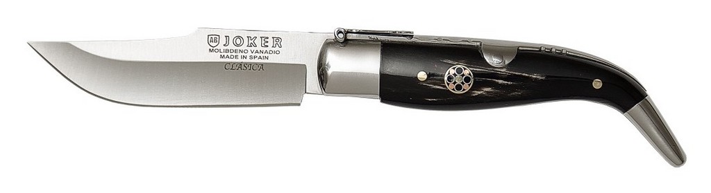 1201195 - COLTELLO CON MANICO IN CORNA DI BUFALO E MOSAICO INCASTRATO LAMA 8 CM - PESO 83 GR - COMPLETO DI ASTUCCIO - JOKER NF109