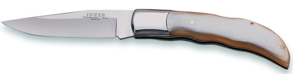 1201202 - COLTELLO CON MANICO IN CORNO DI TORO LAMA 9 CM PESO 115 GR - JOKER NA08