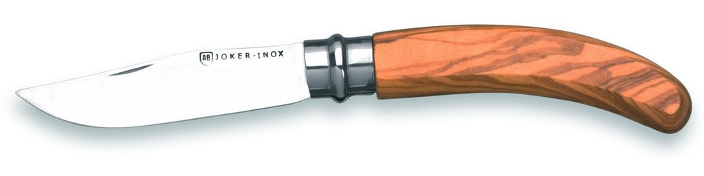 1201295 - COLTELLO CON MANICO OLIVO VIROLA ROTANTE LAMA 8 CM - JOKER NO21