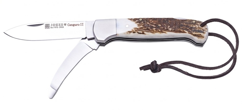 1201361 - COLTELLO CANGURO II MULTIUSO CON MANICO IN CORNO DI CERVO LAMA 8,5 CM PESO 155 GR - JOKER NC127