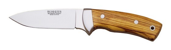 1201461 - COLTELLO CON MANICO OLIVO E VIROLA ACCIAIO LAMA 10 CM PESO 185 GR - COMPLETO FODERO PELLE - JOKER CO23