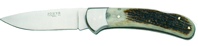 1201534 - COLTELLO JOKER CON MANICO IN CORNO DI CERVO VIROLA ACCIAIO INOX LAMA 9 CM PESO 135 GR - JOKER NC47