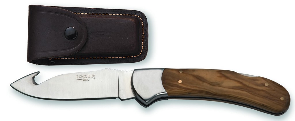 1201559 - COLTELLO CON SCUOIATORE CON MANICO CERVO LAMA 9 CM PESO 135 GR - JOKER NO50