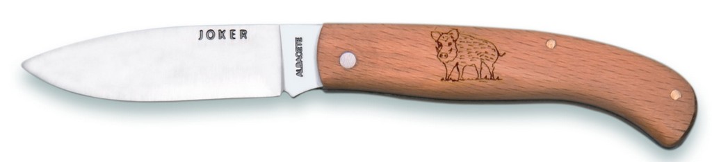1201718 - COLTELLO CON MANICO IN FAGGIO E DISEGNO CINGHIALE LAMA 8 CM PESO 60 GR - JOKER NH78-3