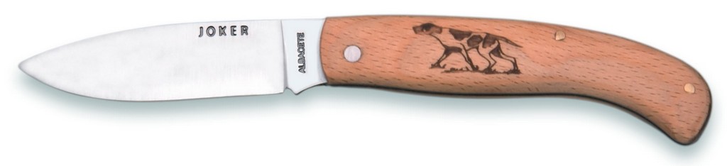 1201719 - COLTELLO CON MANICO IN FAGGIO E DISEGNO POINTER LAMA 8 CM PESO 60 GR - JOKER NH78-4