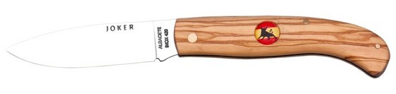 1201755 - COLTELLO CON MANICO OLIVO CON INSERTO BANDIERA SPAGNA LAMA 8 CM PESO 60 GR - JOKER NO78-20