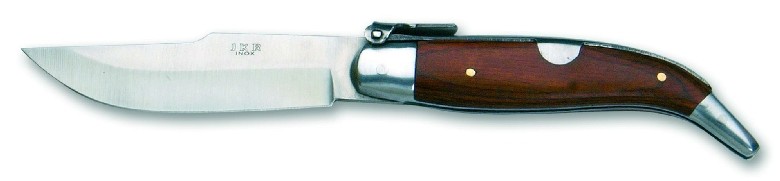 1203034 - COLTELLO TASCABILE CON MANICO LEGNO ROSSO TESTINA ALLUMINIO LAMA 8 CM - JKR142