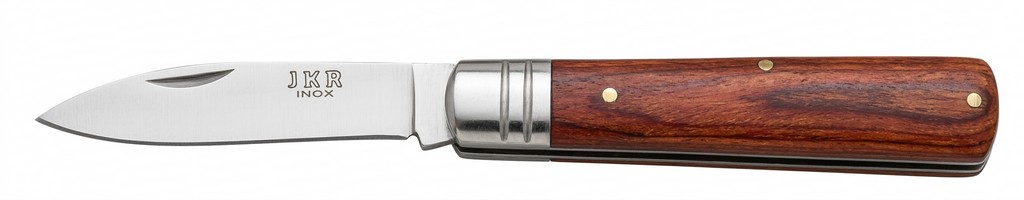 1203079 - COLTELLO TASCABILE CON MANICO LEGNO ROSSO VIROLA ACCIAIO LAMA 6,5 CM ­ JKR78