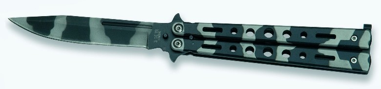1203132 - COLTELLO BUTTERFLY CON MANICO ACCIAIO INOX LAMA 10 CM - JKR186