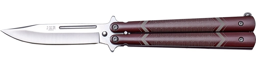 1203135 - COLTELLO BUTTERFLY CON MANICO ALLUMINIO LAMA 8,5 CM - JKR470