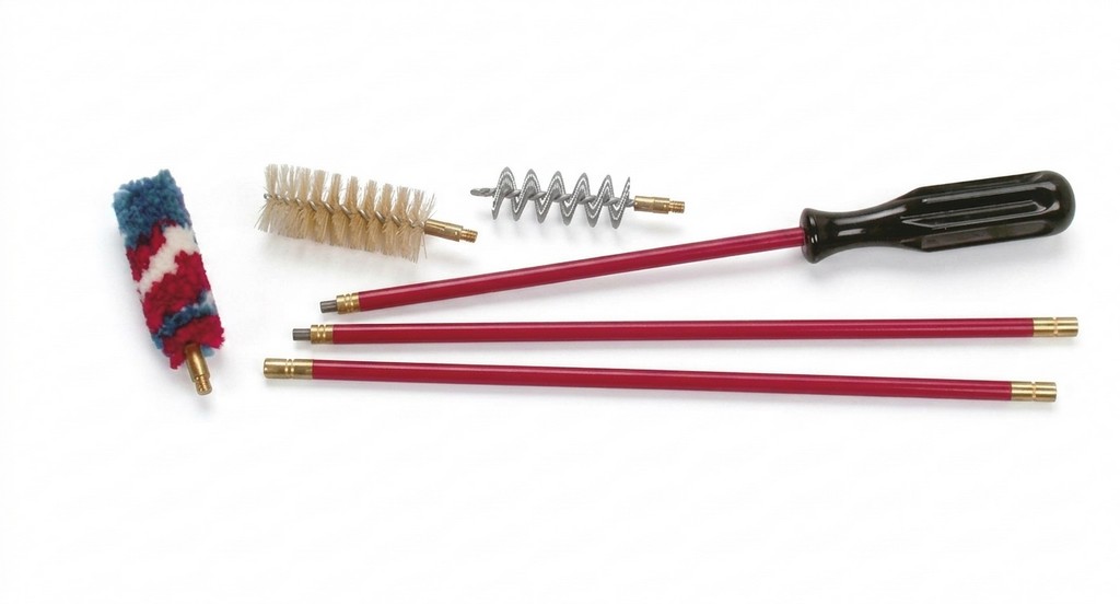 1301143 - KIT PULIZIA FUCILE IN BUSTA PLASTICA C/BACCHET. ACCIAIO PLASTIF. A 3 PZ DIAM 8 MM, SCOVOLI LANA, SETOLA E ACCIAIO A ELICA