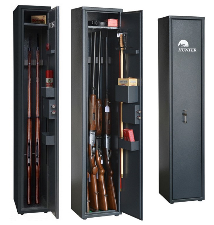 2301002 - CASSAFORTE/ARMADIO BLINDATO SERIE "L" MOD. GLS340 - 5 POSTI FUCILE - CM 140X34X26 COL. ANTRACITE - KG 28 - CHIAVE VDS1 - GRIFFON