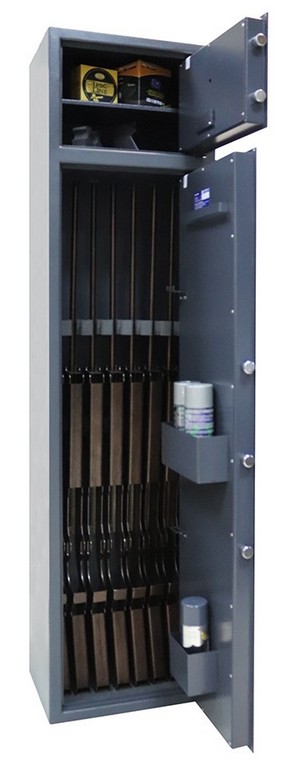 2301040 - CASSAFORTE/ARMADIO BLINDATO MOD. G170EE - 7 POSTI FUCILI CON OTTICA - MIS. 170X43X32 - COL. ANTRACITE - PESO KG 85 - CON CHIAVE ELETTRONICA - GRIFFON