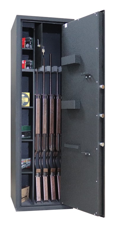 2301044 - CASSAFORTE/ARMADIO BLINDATO MOD. GS420E - 4/5 FUCILI CON OTTICA - MIS 42X140X37 - PESO 52 KG - COLORE NERO - SERRATURA ELETTRONICA - GRIFFON