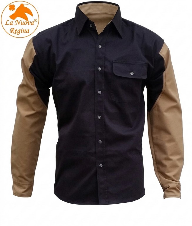 2901017 - CAMICIA MILETTO CON MANICHE RINFORZATE ED IDROREPELLENTI - COL. NERA/BEIGE - TG S ALLA  3XL - LA NUOVA REGINA - SAG NATURE