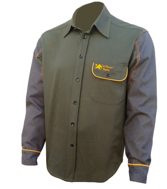 2901079 - CAMICIA SUPREME 100% COTONE CON RIPORTO IN KEVLAR SU MANICHE - COLORE VERDE - TG XS ALLA 5XL - LA NUOVA REGINA - SAG NATURE