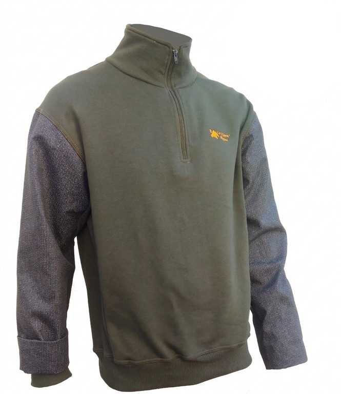 2901080 - MAGLIA SUPREME IN PILE MEZZA ZIP CON RIPORTO IN KEVLAR SULLE MANICHE - COL. VERDE -  TG S ALLA 5XL - LA NUOVA REGINA - SAG NATURE