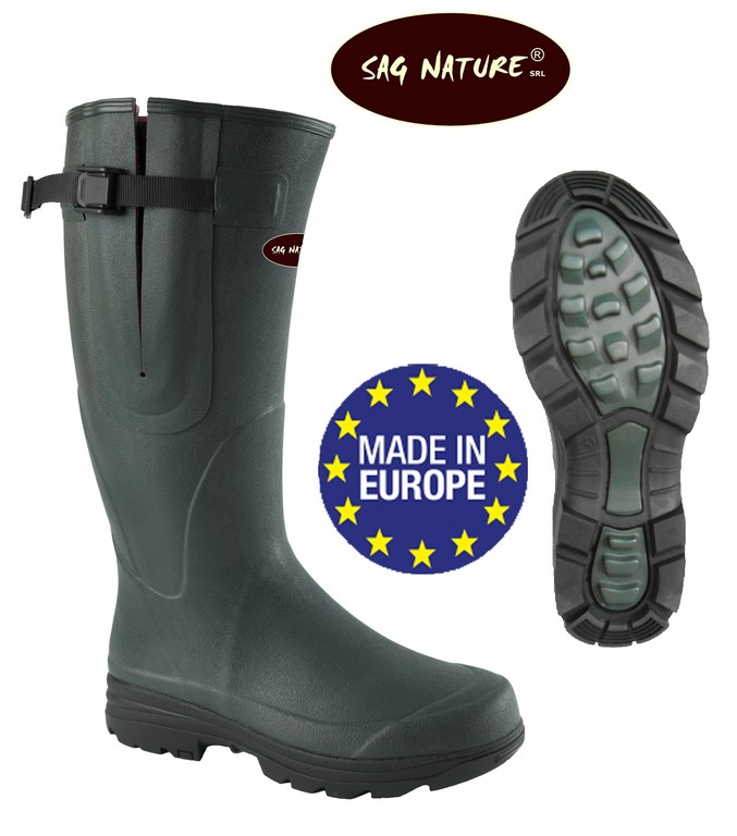 3901001 - STIVALE GINOCCHIO NEW OSLO IN CAUCCIU VERDE SCURO CON INTERNO IN COTONE - PESO 1,125 KG - DA N 38 AL N 48 - SAG NATURE