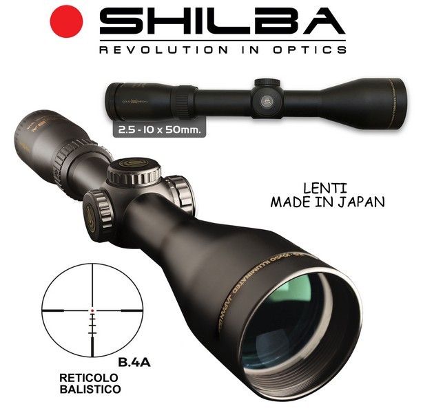 6101013 - OTTICA GOLD MEDAL 3-12 X 56MM - RETICOLO BALISTICO B.4A - TUBO 30MM A RIEMPIMENTO DI AZOTO - LENTI MADE IN JAPAN - SHILBA - 152352