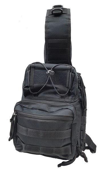 6201007 - ZAINO MONOSPALLA CON 2 COMPARTI INTERNI - 3 TASCHE ESTERNE - TACTICAL - MIS. 30X26X15 CM - SAG NATURE