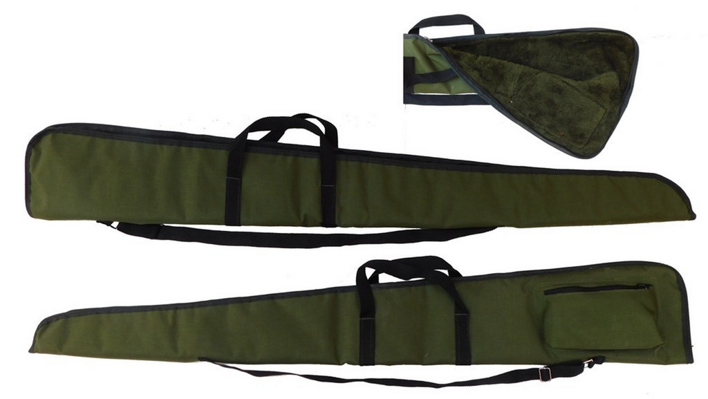 0301058 - FODERO PER FUCILE IN CORDURA VERDE ZIP INTERA IMBOTTITO CON PELLICCIA VERDE, CON TASCA LATERALE, TRACOLLA E BORDO NERO - SAG NATURE