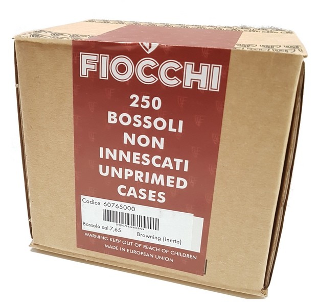 0601039 - BOSSOLO NON INNESCATO 7,65 BROWNING - CONF. DA 250 PZ - 607650 - FIOCCHI