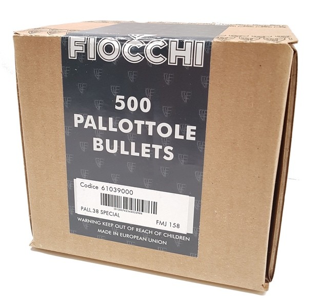 0601042 - BULLET - PALLA BLINDATA TIPO FMJ - CALIBRO 38 SPECIAL - 158 GRS - CONF. DA 500 PZ - 610390 - FIOCCHI