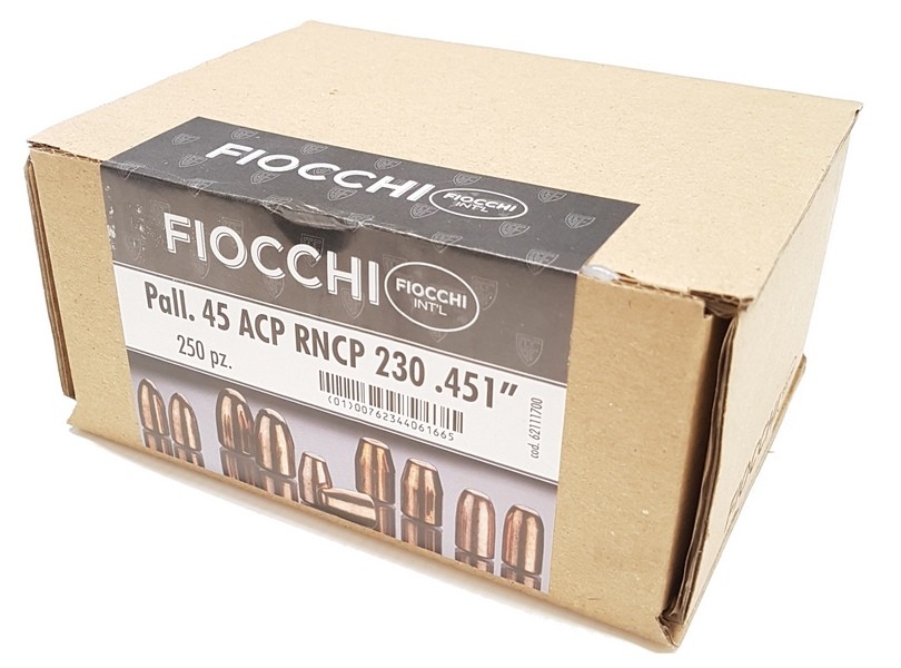 0601049 - BULLET - PALLA RAMATA (INT'L) - TIPO RNCP - CALIBRO  45 ACP - 230 GRS - CONF. DA 250 PZ - 621117 - FIOCCHI
