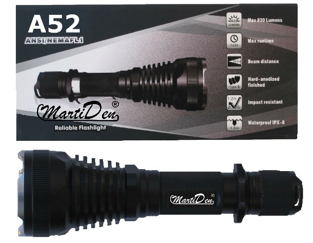 0806233 - LAMPADA-TORCIA A52 MARTIDEN 830 LM - ILLUMINAZIONE 355 MT - C/FODERO - PESO 200 G - 165X23X50 MM - SAG NATURE