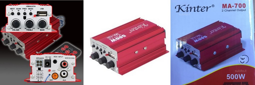 0808026 - RIPRODUTTORE DI SUONO AMPLIFICATORE KINTER MA700 CON TELECOMANDO CON DUE USCITE ALTOPARLANTE - QUAGLIA/ QUAGLIAIA - USO DIDATTICO