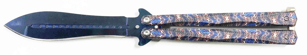 1203237 - COLTELLO BUTTERFLY CON MANICO IN ALLUMINIO LAMA 10,5 CM - JKR643