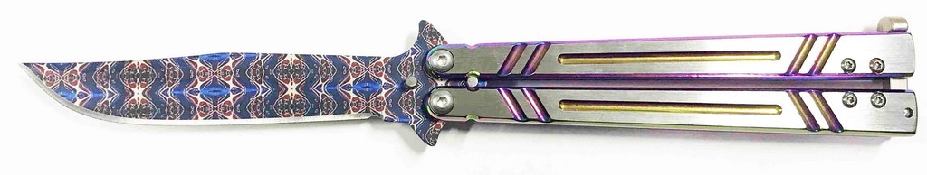 1203239 - COLTELLO BUTTERFLY CON MANICO IN ALLUMINIO LAMA 10,5 CM - JKR645