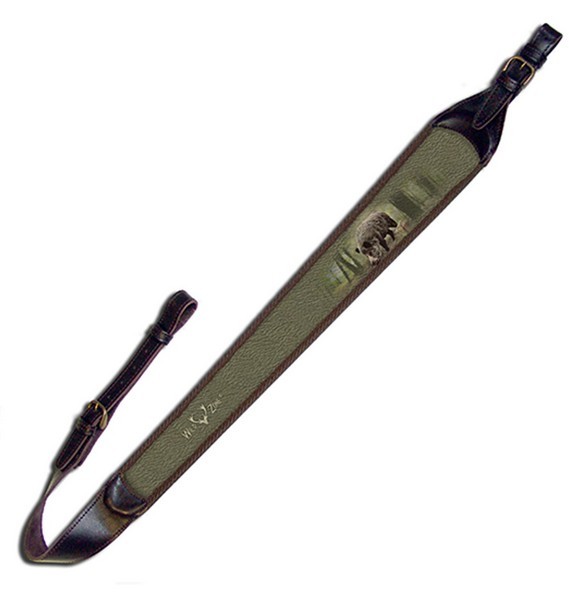 1704009 - BRETELLA/CINGHIA DA CARABINA IN CUOIO CON IMBOTTITURA IN NEOPRENE - CM 98 - CINGHIALE - ART. M264-1643