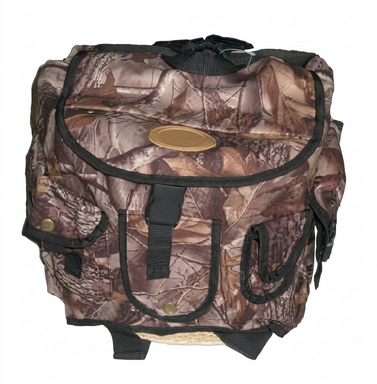 1708018 - ZAINO PER FUNGHI CON CESTO IN VIMINI AMOVIBILE ESTERNO IN CORDURA COLORE CAMO CM 40X35 - ART. RD24Z CAMO
