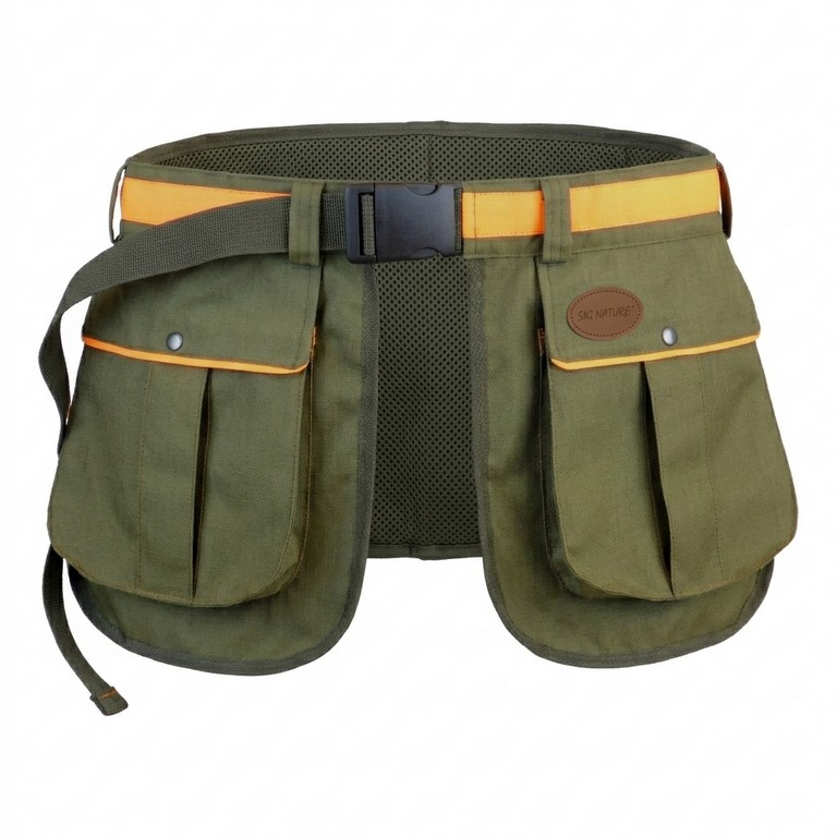 1708047 - TRISACCA A CINTURA IN CORDURA DI COLORE VERDE CON RIPORTI ARANCIO - SAG NATURE