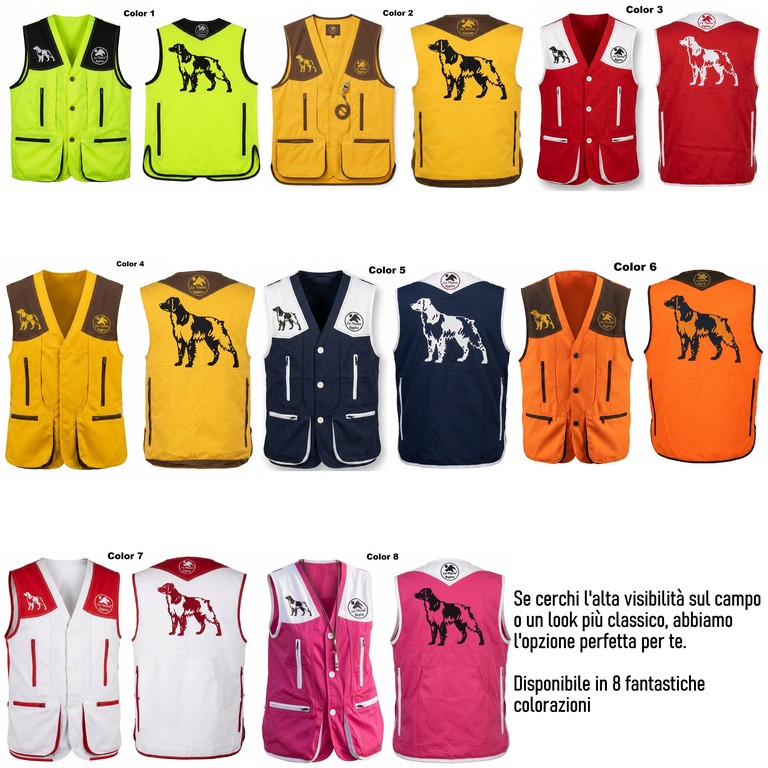 2901109 - GILET DRESSEUR CON RICAMO ÉPAGNEUL BRETON - TG S ALLA 5XL - LA NUOVA REGINA - SAG NATURE