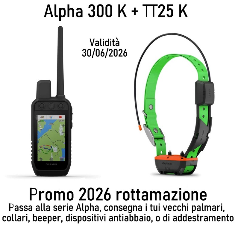 3201084 - Alpha 300 (K)  + TT25K, collare tracciamento e addestramento per serie Alpha/Atemos e PRO 550 Plus - 010-02807-55 - 010-02447-25 - GARMIN - ROTTAMAZIONE