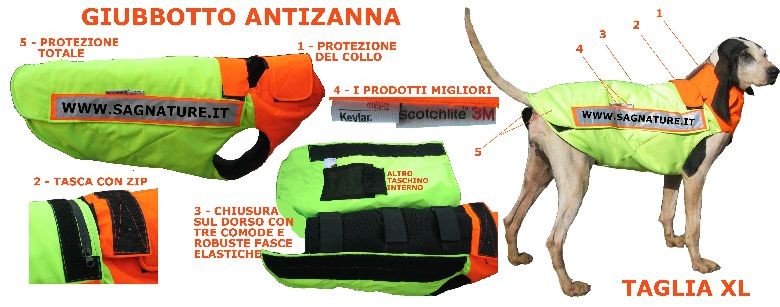 4601007 - GIUBBOTTO ANTIZANNA IN KEVLAR + MEMBRANA 3M - 100% POLIESTERE - TAGLIA XL - GIROPETTO ALL'ALTEZZA DELLE ZAMPE ANTERIORI 72-76 CM