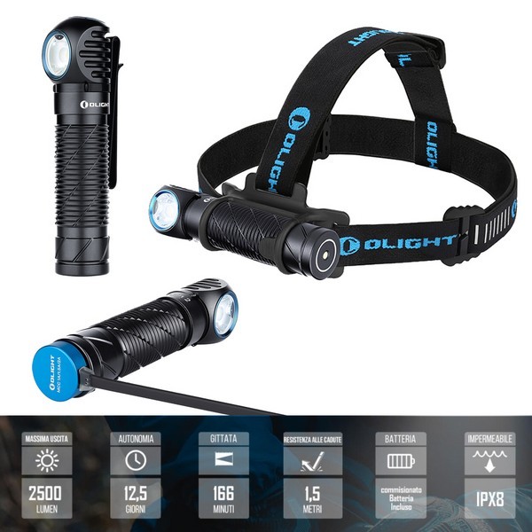 5501015 - LAMPADA PERUN2-RICARICABILE - 2500 LUMENS - BATTERIA 21700 da 4000mAh - DISTANZA ILLUMINAZIONE 166 METRI - IMPERMEABILE - GARANZIA 5 ANNI - OLIGHT