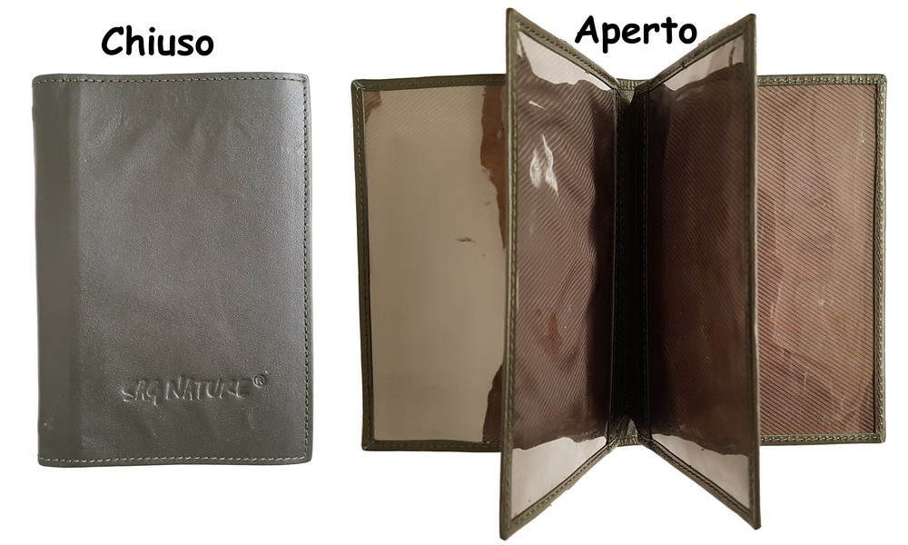 6001016 - PORTADOCUMENTI IN PELLE CON COMPARTI INTERNI 11,7X16,8 CM - SAG NATURE