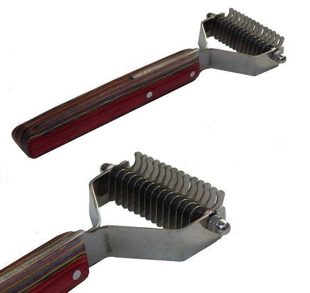 6602006 - CARDATORE CON LAME ACCIAIO INOX - MANICO LEGNO 12 CM - LARGHEZZA TESTA 5 CM - SAG NATURE